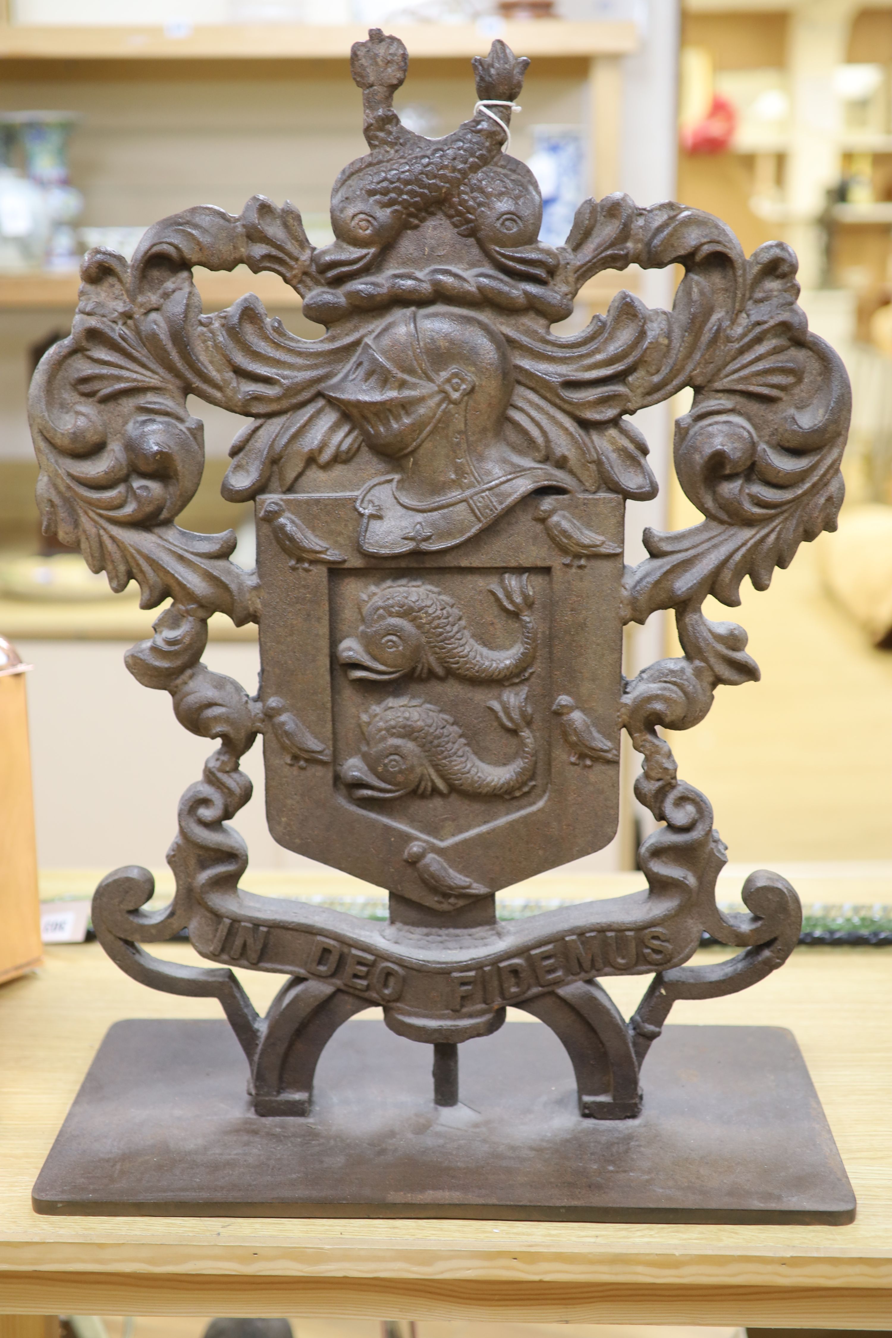 A cast iron armorial crest, height 70cm